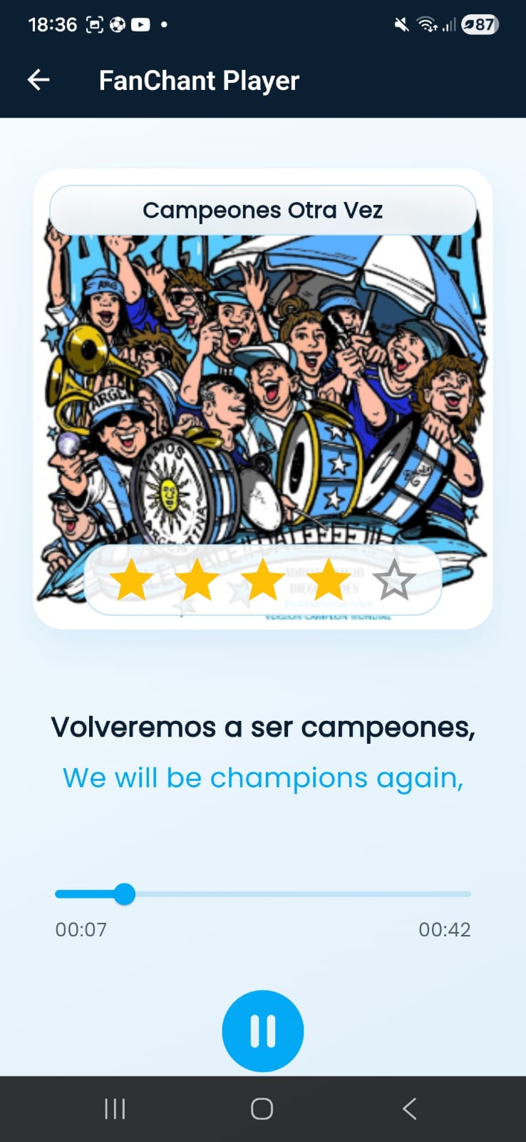 Song subtitles screen